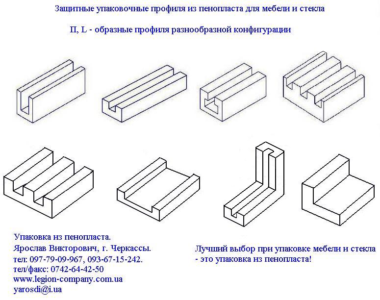 Упаковка из пенопласта для мебели, стекла, зеркал любой конфигурации.
